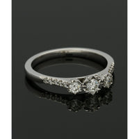 Three Stone Diamond Ring 0.32ct Round Brilliant Cut in 9ct White Gold