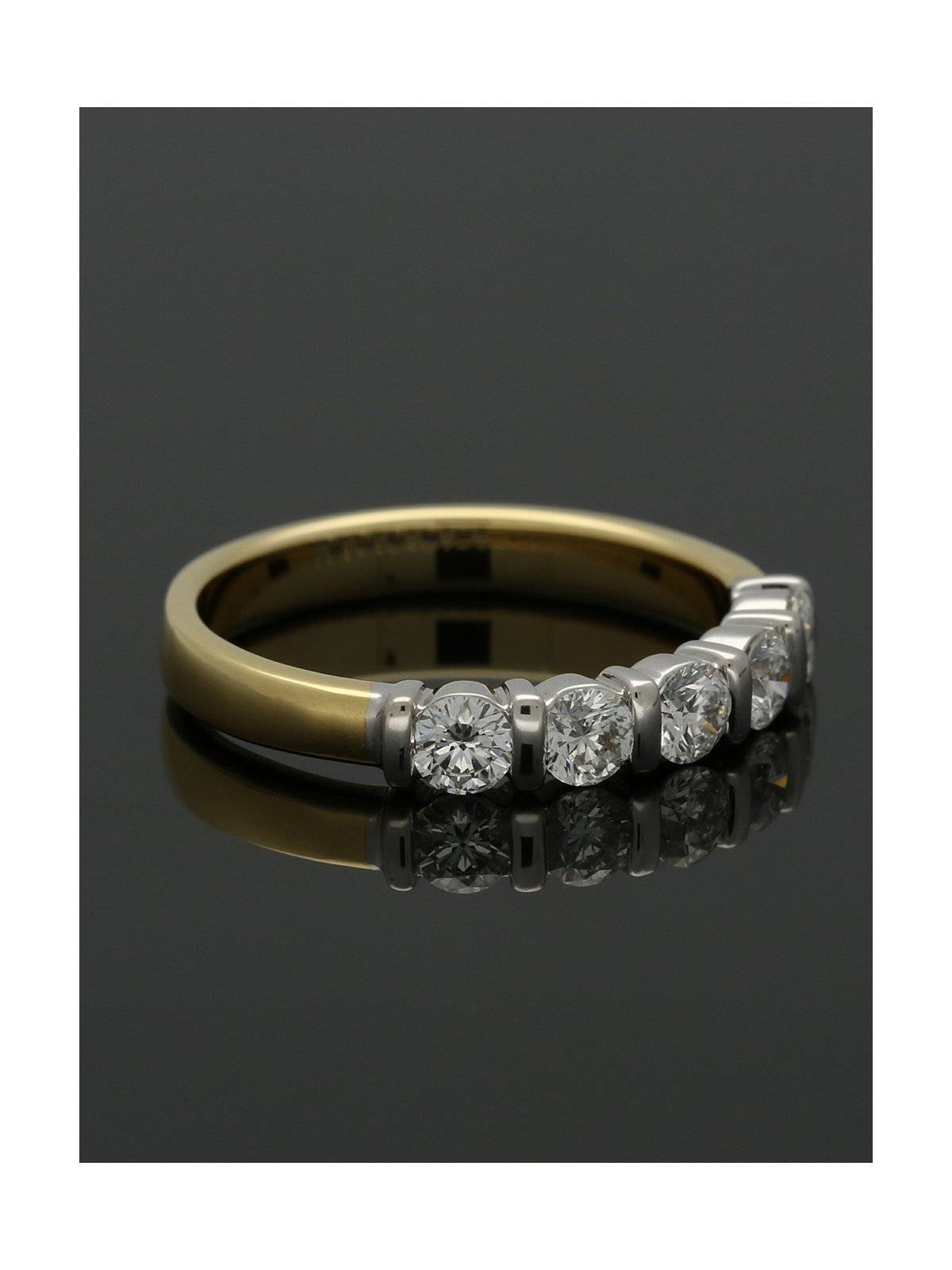 Five Stone Diamond Ring 0.75ct Round Brilliant Cut in 18ct Yellow & White Gold