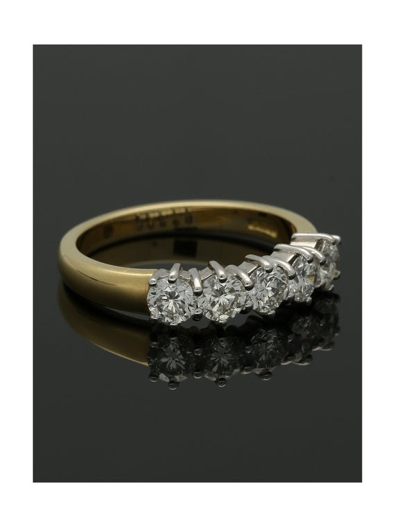 Five Stone Diamond Ring 1.05ct Round Brilliant Cut in 18ct Yellow & White Gold