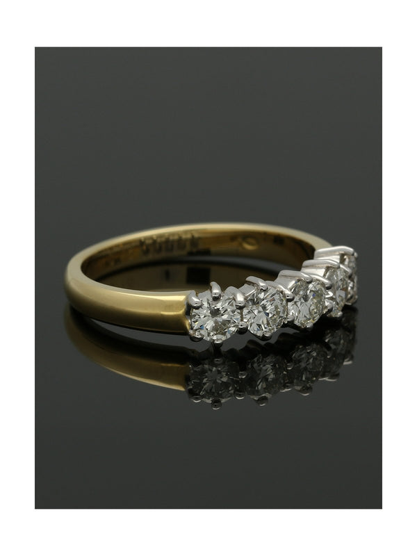 Five Stone Diamond Ring 0.78ct Round Brilliant Cut in 18ct Yellow & White Gold