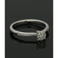 Diamond Cluster Ring 0.18ct Round Brilliant Cut in 18ct White Gold with Diamond Shoulders