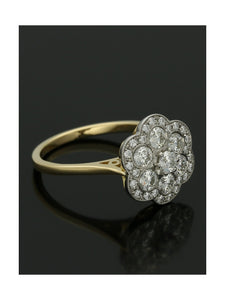 Diamond Cluster Ring 1.12ct  Round Brilliant Cut in 18ct Yellow Gold and Platinum
