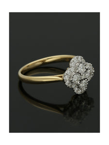Diamond Floral Cluster Ring 0.46ct Round Brilliant Cut in 18ct Yellow and White Gold