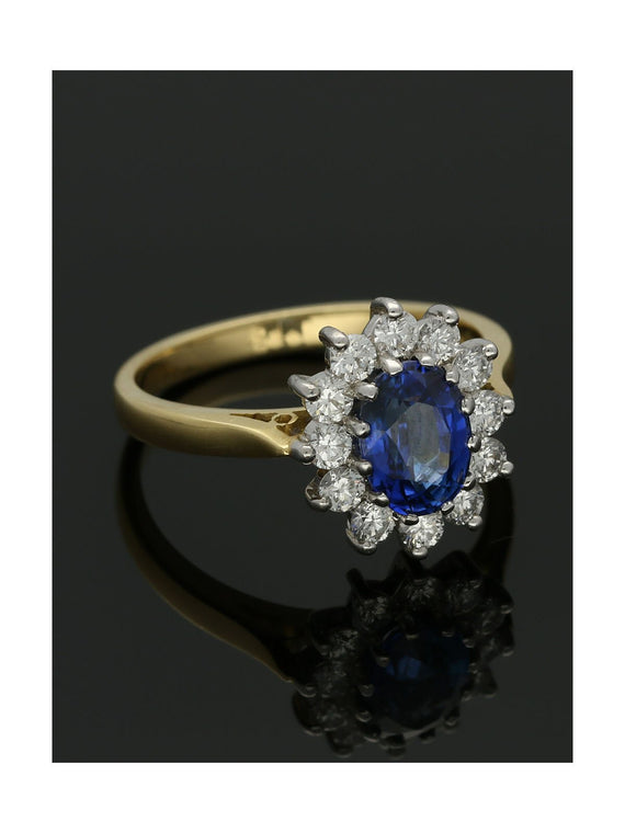 Sapphire & Diamond Cluster Ring in 18ct Yellow & White Gold