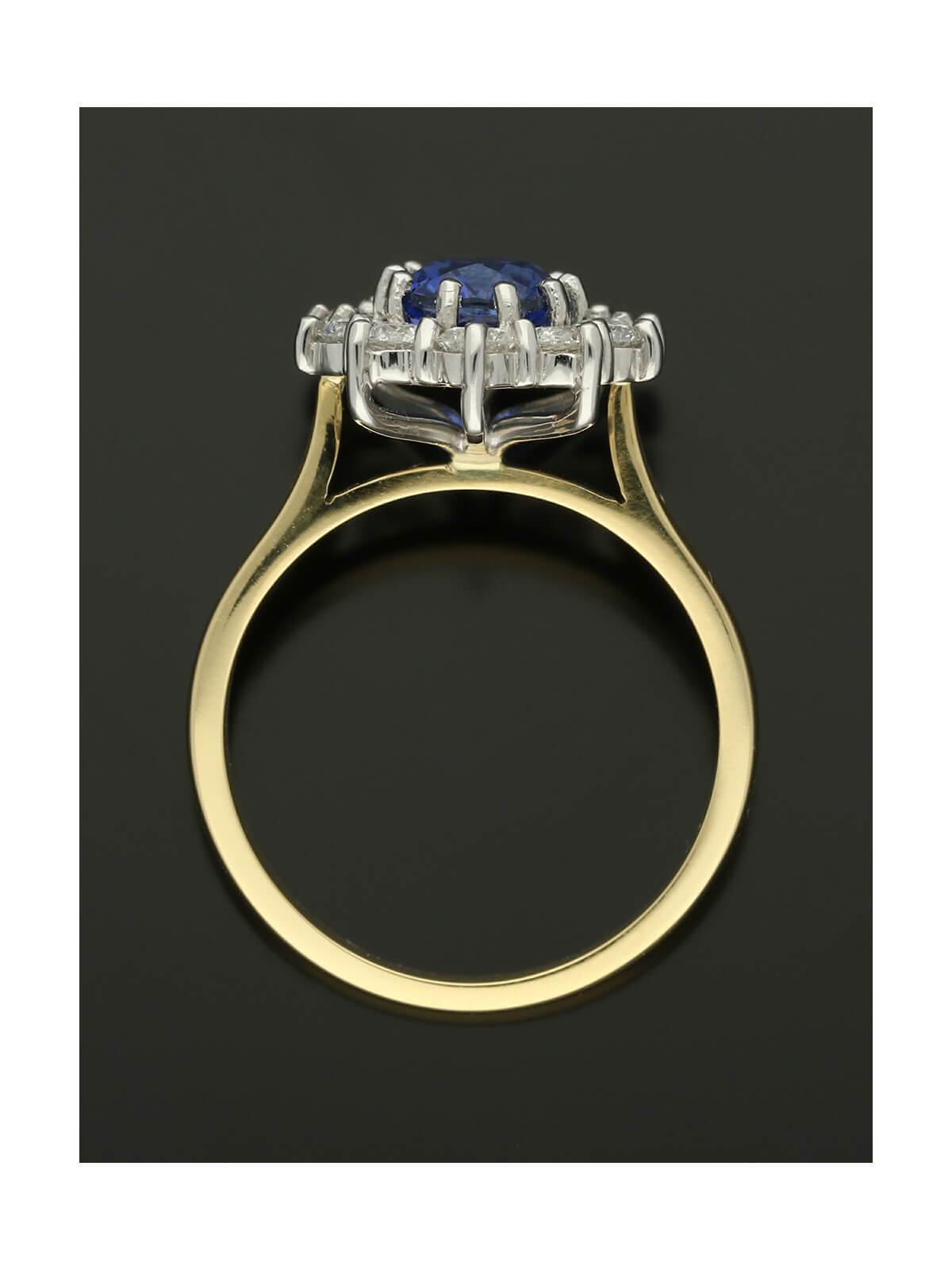 Sapphire & Diamond Cluster Ring in 18ct Yellow & White Gold