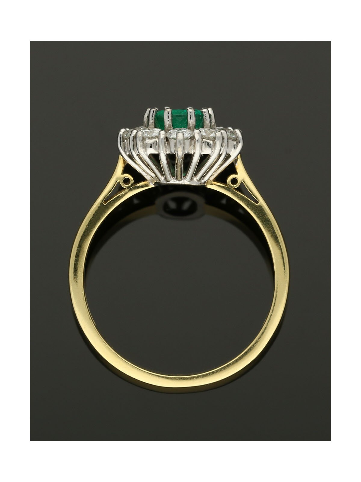 Emerald & Diamond Cluster Ring in 18ct Yellow & White Gold