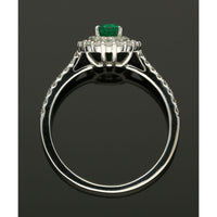 Emerald & Diamond Cluster Ring in 18ct White Gold