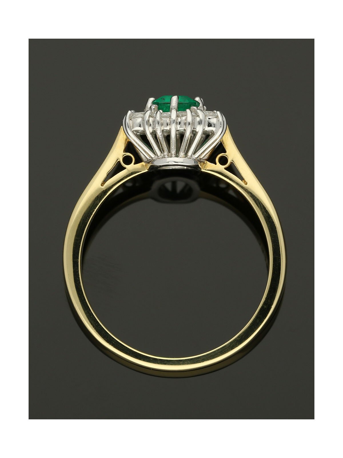 Emerald & Diamond Cluster Ring in 18ct Yellow & White Gold