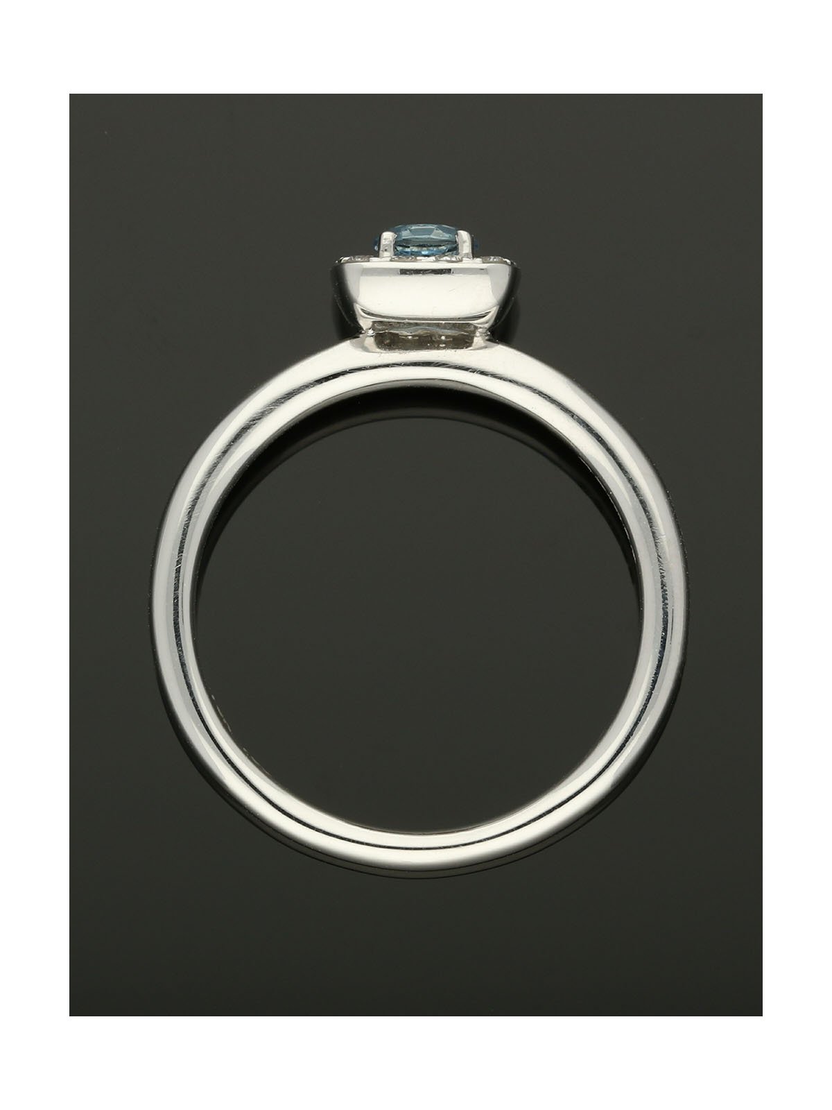 Aquamarine & Diamond Cluster Ring in 18ct White Gold