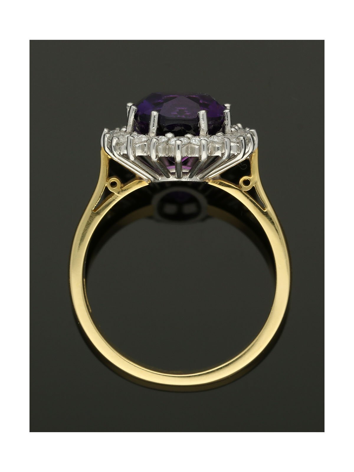 Amethyst & Diamond Cluster Ring in 18ct Yellow & White Gold