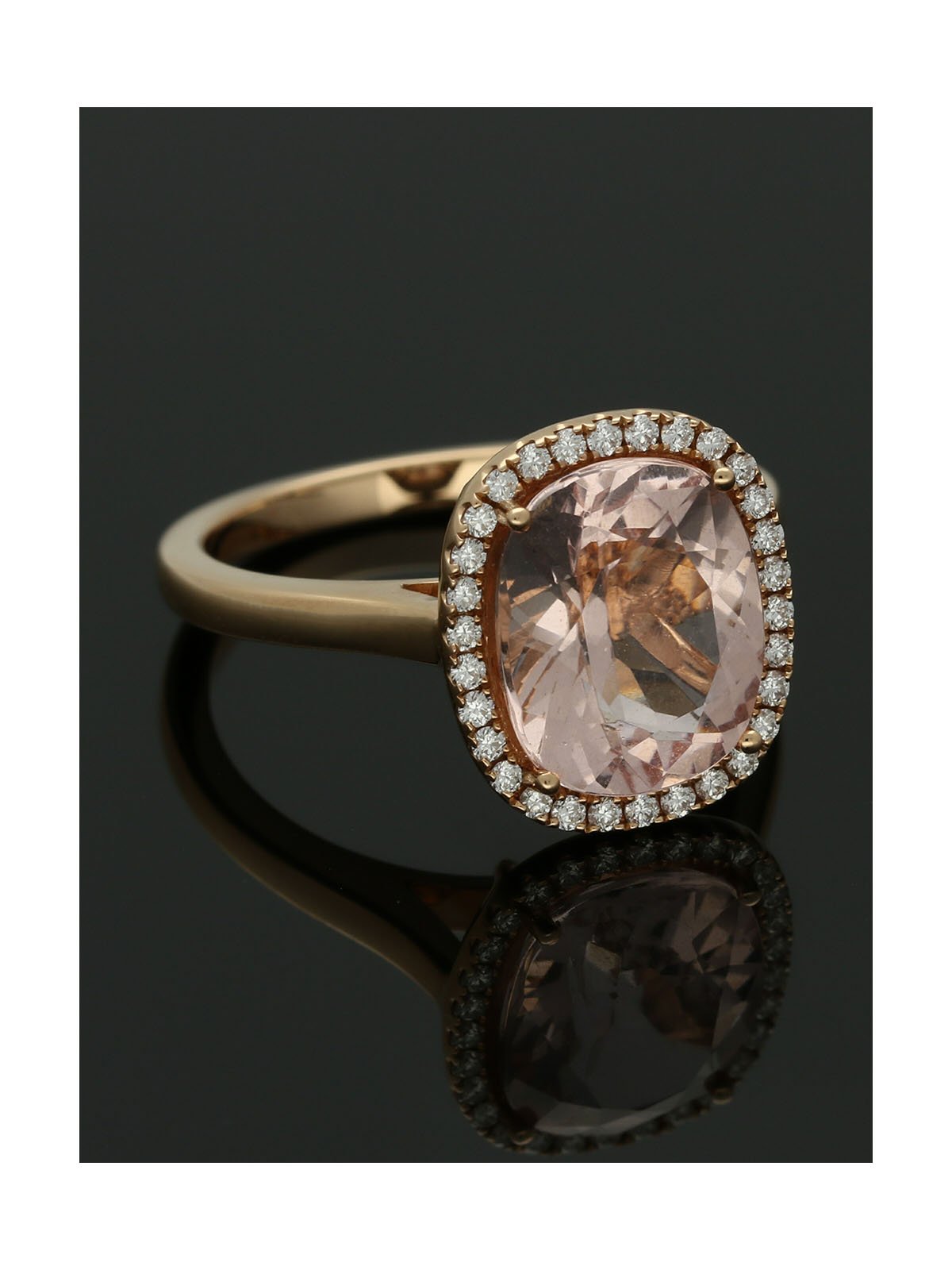 Morganite & Diamond Cluster Ring in 18ct Rose Gold