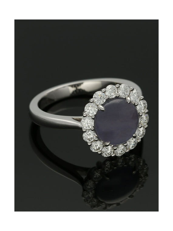 Sapphire & Diamond Cluster Ring in 18ct White Gold