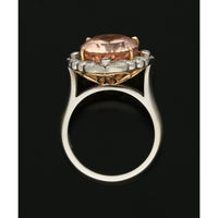 Morganite & Diamond Cluster Ring Oval Cut in 18ct White & Rose Gold