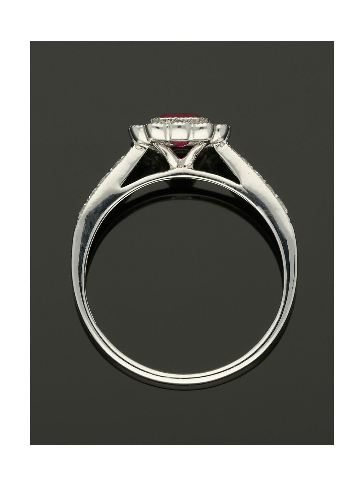 Ruby & Diamond Cluster Ring in 9ct White Gold