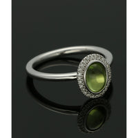 Peridot & Diamond Cluster Ring in 9ct White Gold
