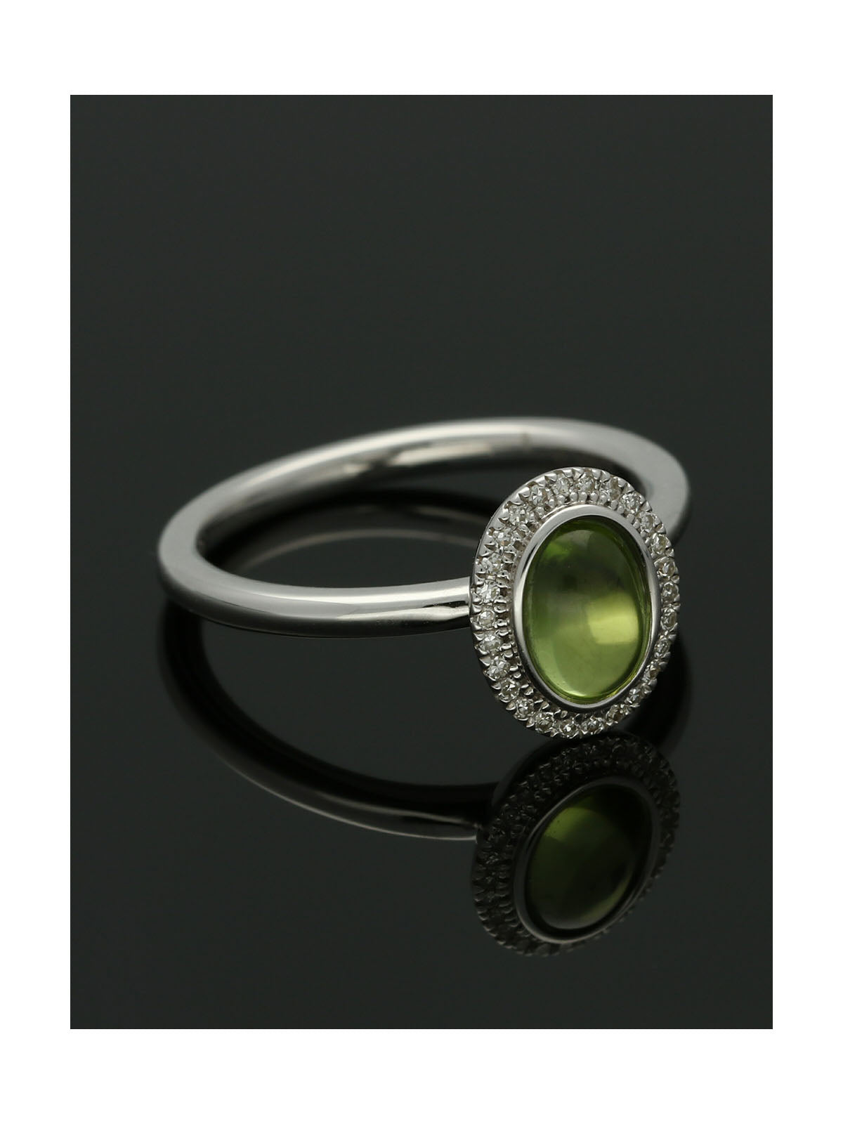 Peridot & Diamond Cluster Ring in 9ct White Gold