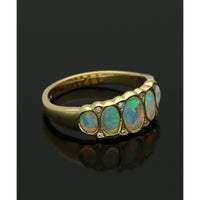 Opal & Diamond Five Stone Ring in 18ct Yellow Gold