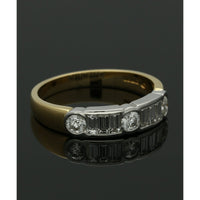 Diamond Half Eternity Ring 0.75ct Emerald & Round Brilliant Cut in 18ct Yellow & White Gold