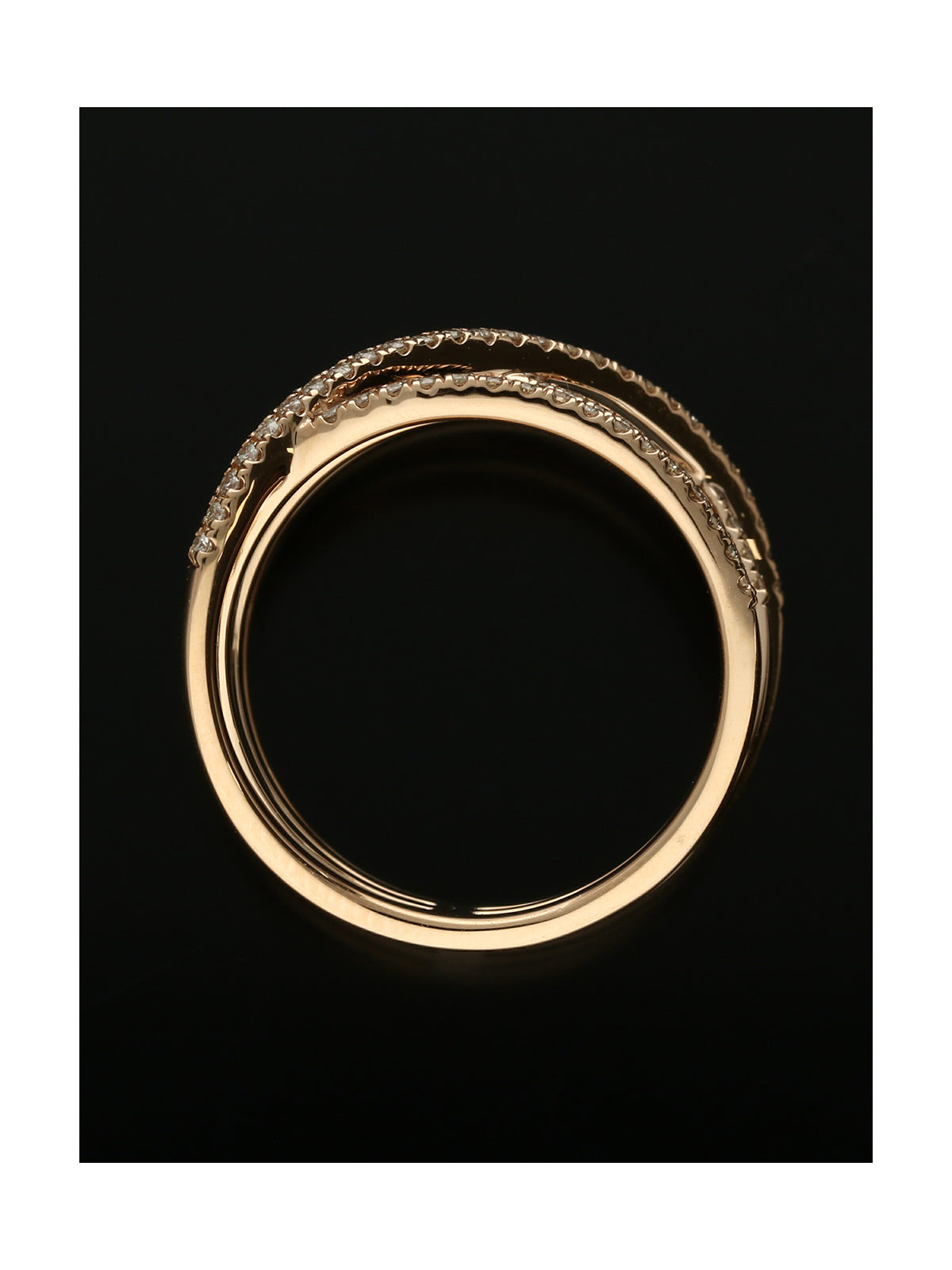 Diamond Crossover Ring Round Brilliant Cut in 18ct Rose Gold