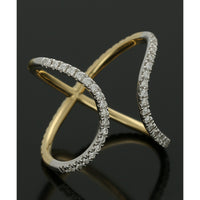 Diamond Reversible Crossover Ring Round Brilliant Cut in 18ct Yellow and White Gold