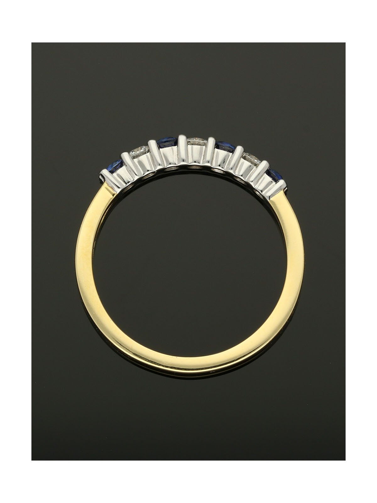 Sapphire & Diamond Half Eternity Ring in 18ct Yellow & White Gold