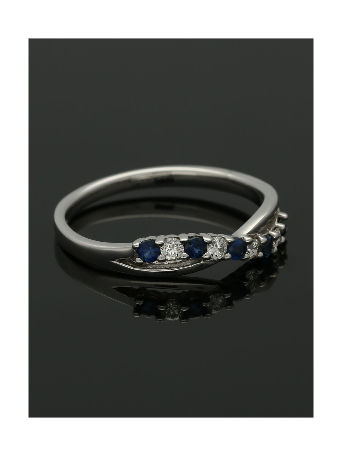 Sapphire & Diamond Half Eternity Ring in 18ct White Gold