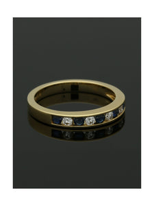 Sapphire & Diamond Half Eternity Ring in 18ct Yellow Gold