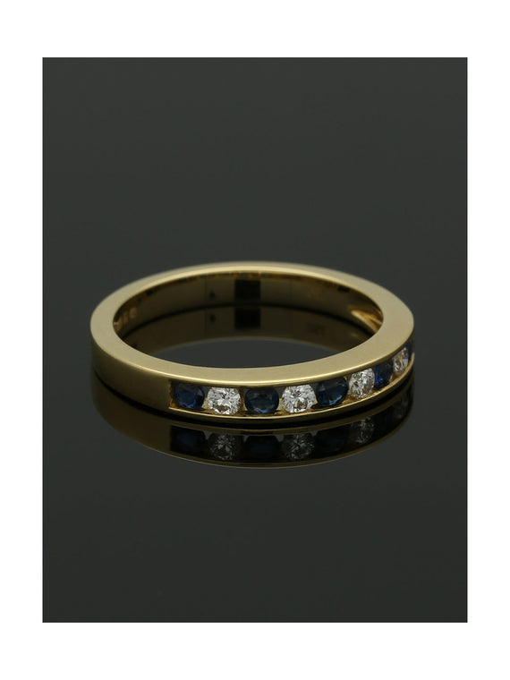 Sapphire & Diamond Half Eternity Ring in 18ct Yellow Gold