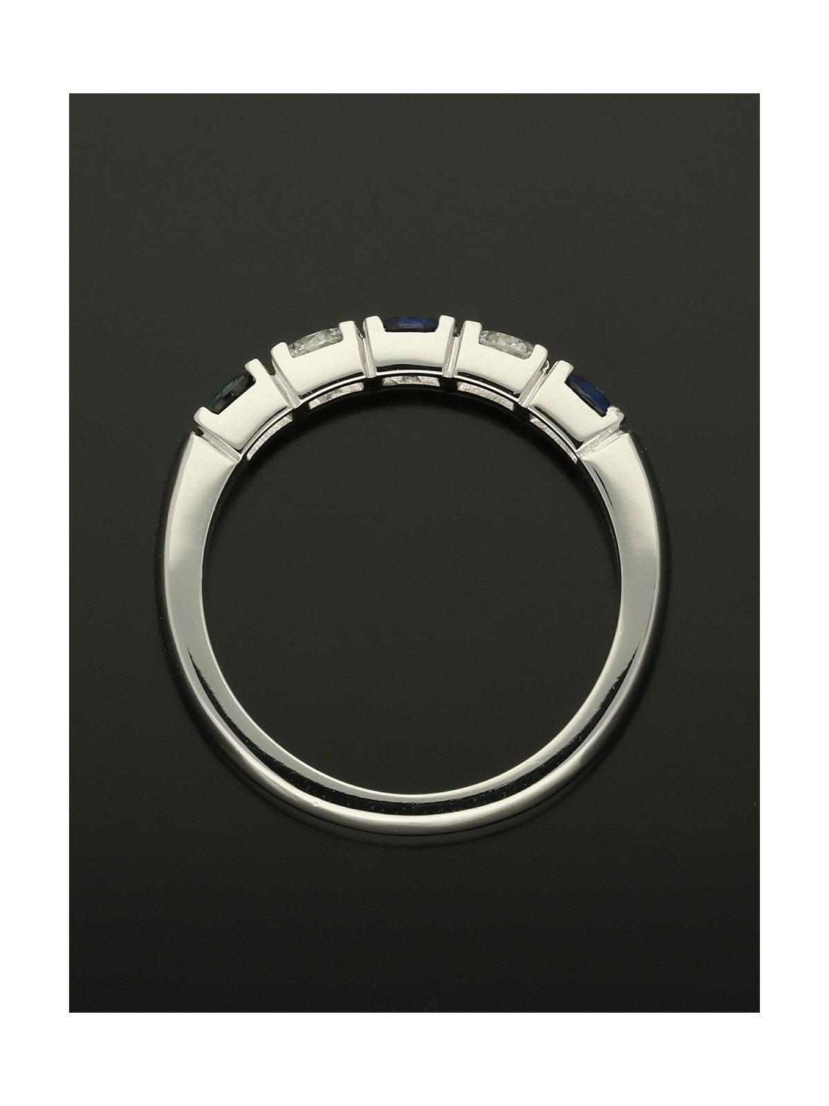 Sapphire & Diamond Five Stone Ring Round Brilliant Cut in Platinum