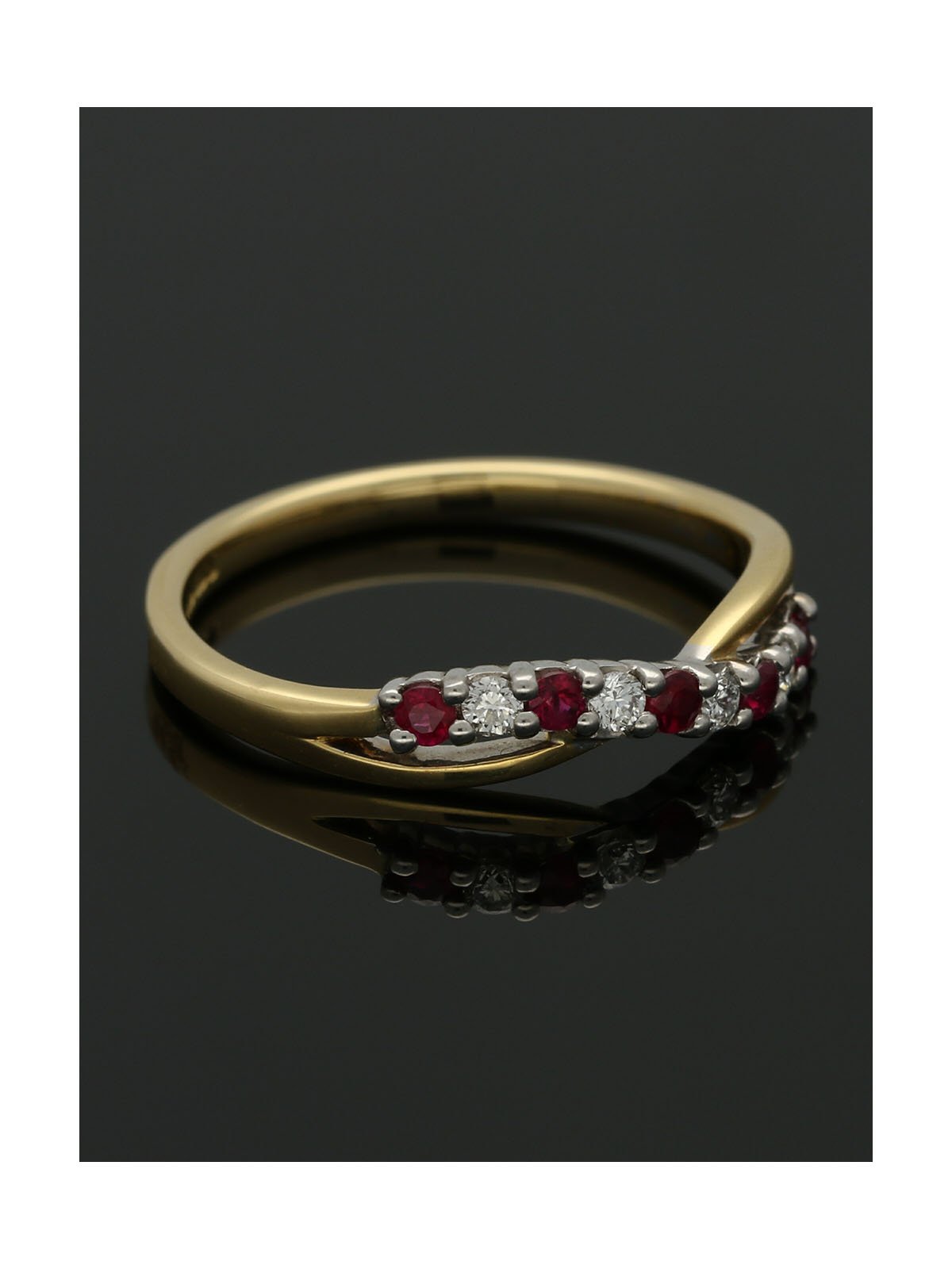 Ruby & Diamond Half Eternity Ring in 18ct Yellow & White Gold