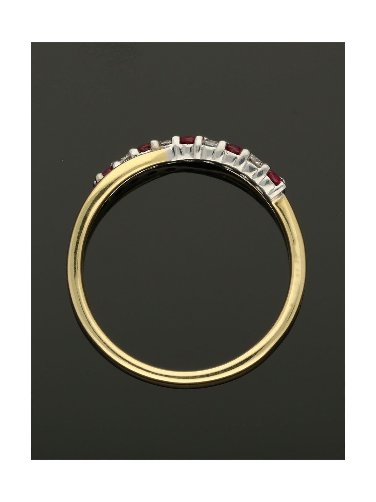 Ruby & Diamond Half Eternity Ring in 18ct Yellow & White Gold