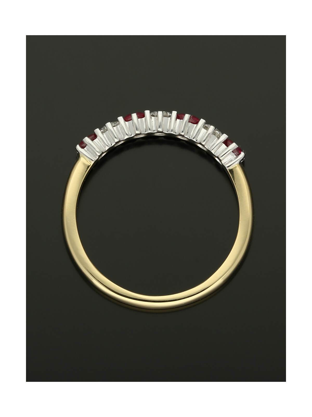 Ruby & Diamond Half Eternity Ring in 18ct Yellow & White Gold