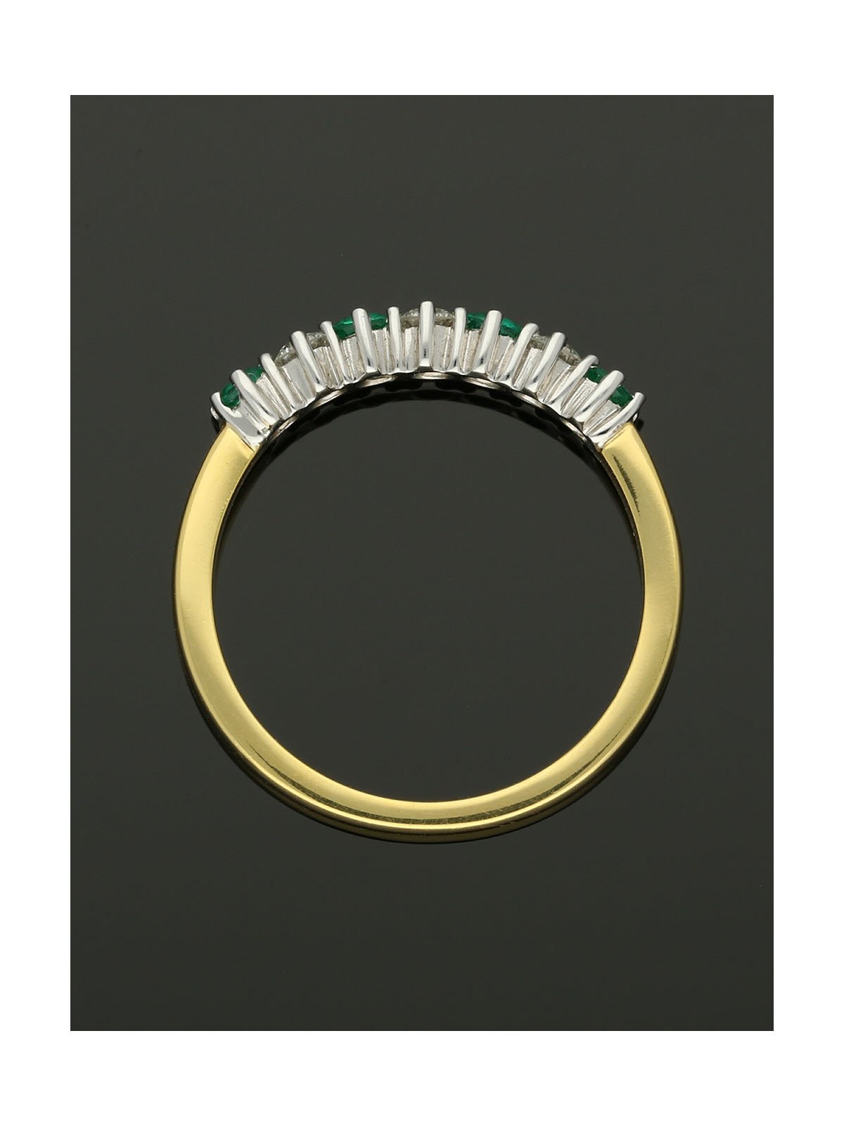 Emerald & Diamond Eternity Ring in 18ct Yellow & White Gold