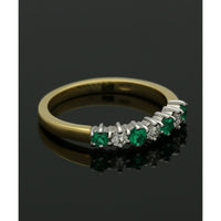 Emerald & Diamond Eternity Ring in 18ct Yellow & White Gold