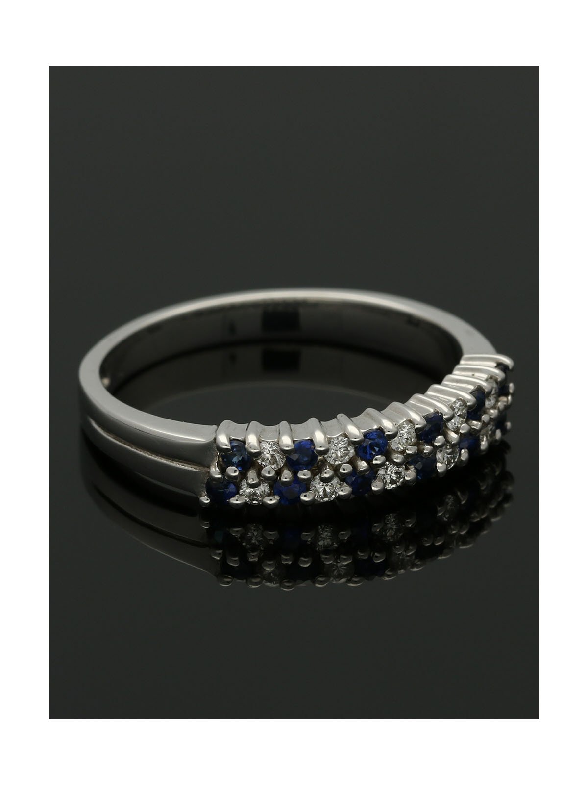 Sapphire & Diamond Half Eternity Ring in 9ct White Gold