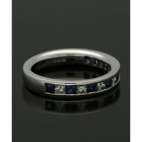 Sapphire & Diamond Half Eternity Ring in Platinum