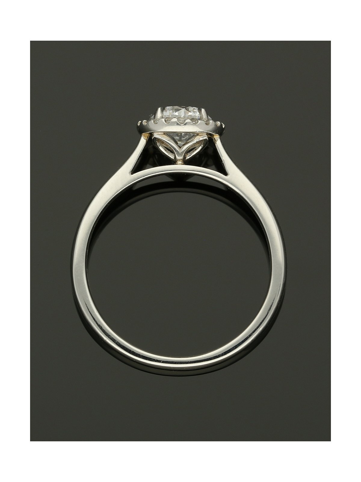Diamond Halo Engagement Ring 0.70ct Certificated Round Brilliant Cut in Platinum