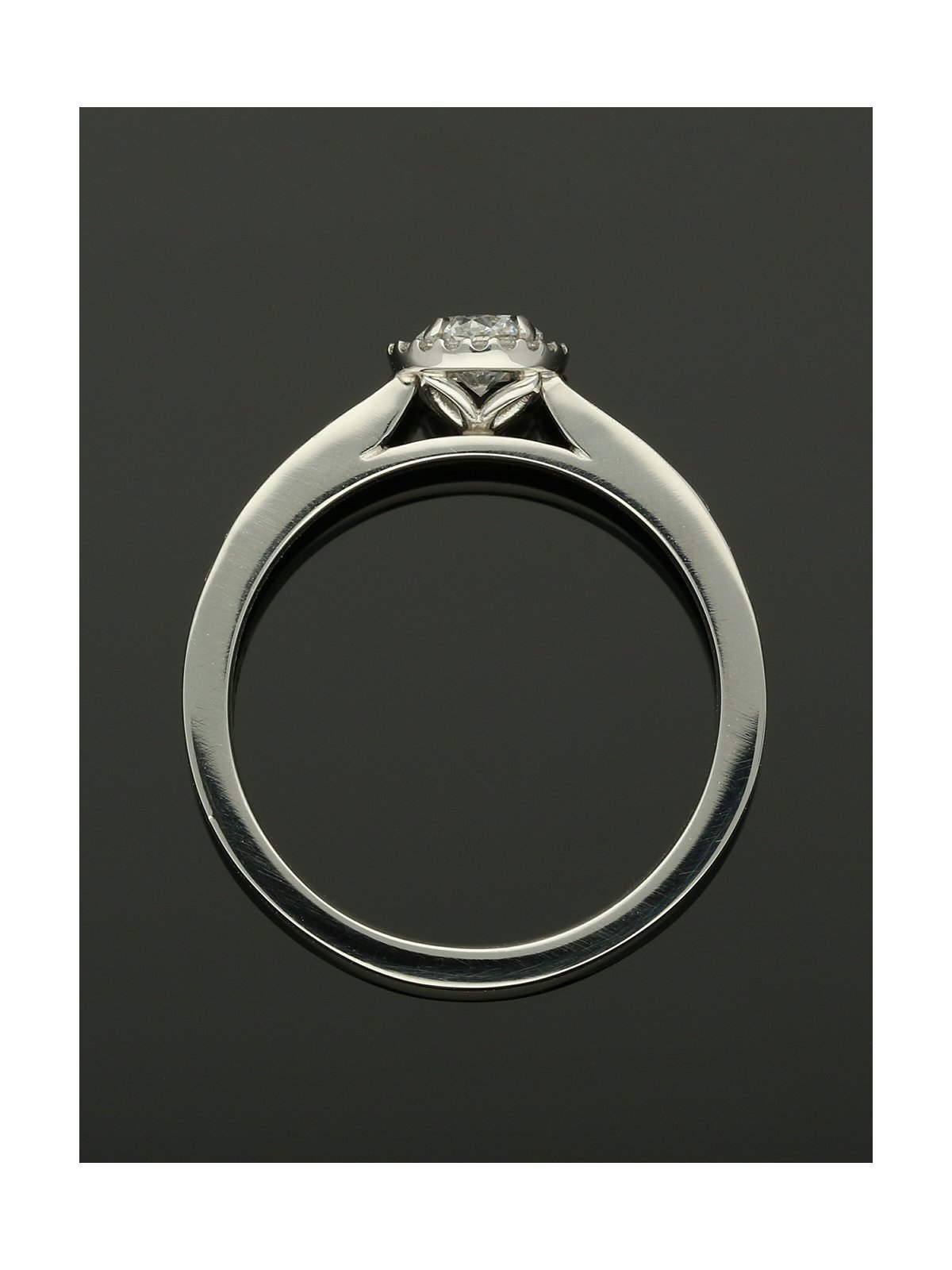 Diamond Halo Engagement Ring 0.33ct Certificated Round Brilliant Cut in Platinum with Diamond Shoulders