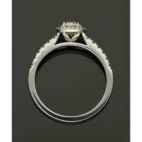 Diamond Halo Engagement Ring 0.50ct Certificated Round Brilliant Cut in Platinum with Diamond Shoulders