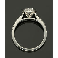 Diamond Halo Engagement Ring 0.70ct Certificated Round Brilliant Cut in Platinum with Diamond Shoulders