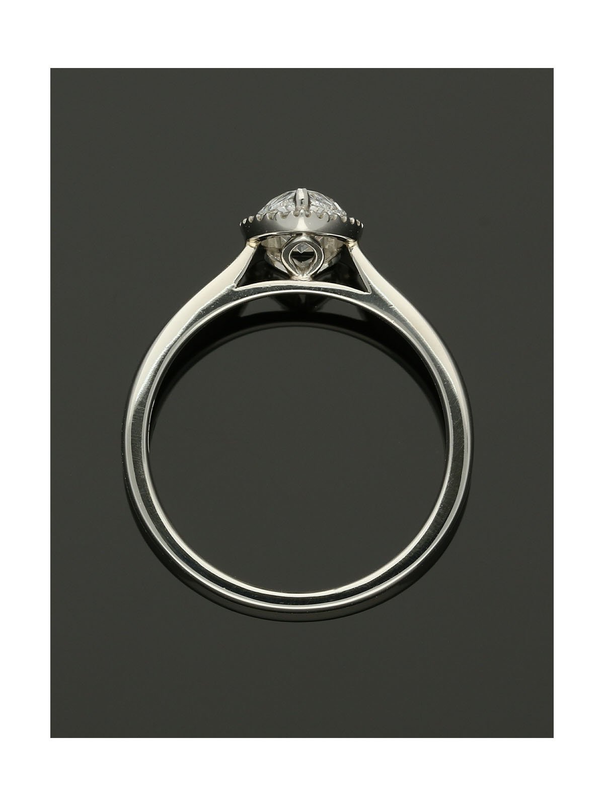 Diamond Halo Engagement Ring 0.70ct Pear Cut in Platinum