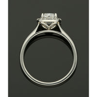 Diamond Halo Engagement Ring 1.00ct Certificated Cushion Cut in Platinum