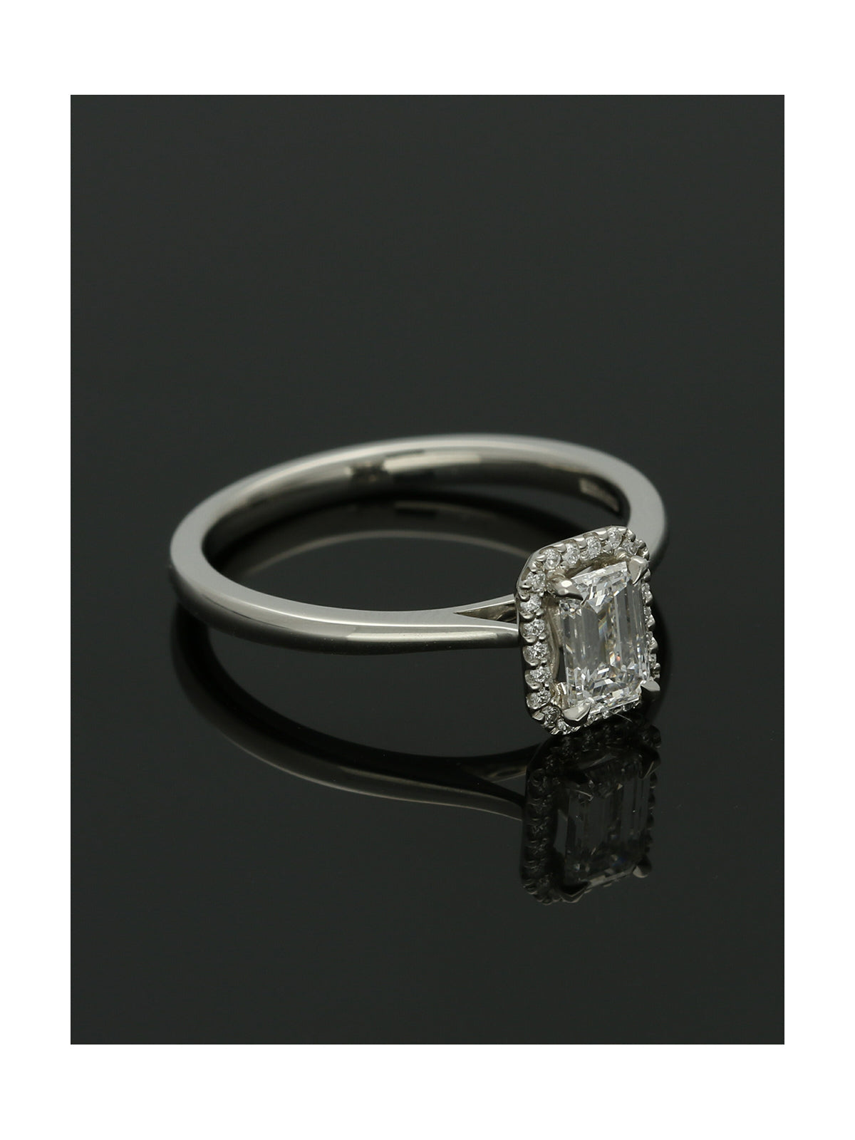 Brown & Newirth "Portio" Diamond Halo Engagement Ring 0.54ct Certificated Emerald Cut in Platinum