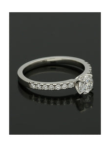 Diamond Solitaire Engagement Ring 0.50ct Round Brilliant Cut in Platinum with Diamond Shoulders