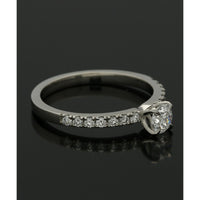 Diamond Solitaire Engagement Ring 0.33ct Certificated Round Brilliant Cut in Platinum with Diamond Shoulders