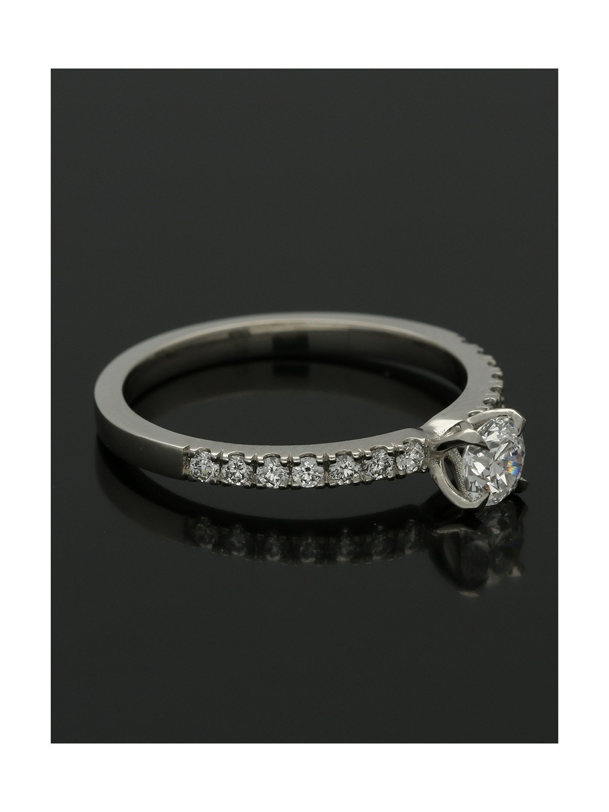 Diamond Solitaire Engagement Ring 0.33ct Certificated Round Brilliant Cut in Platinum with Diamond Shoulders