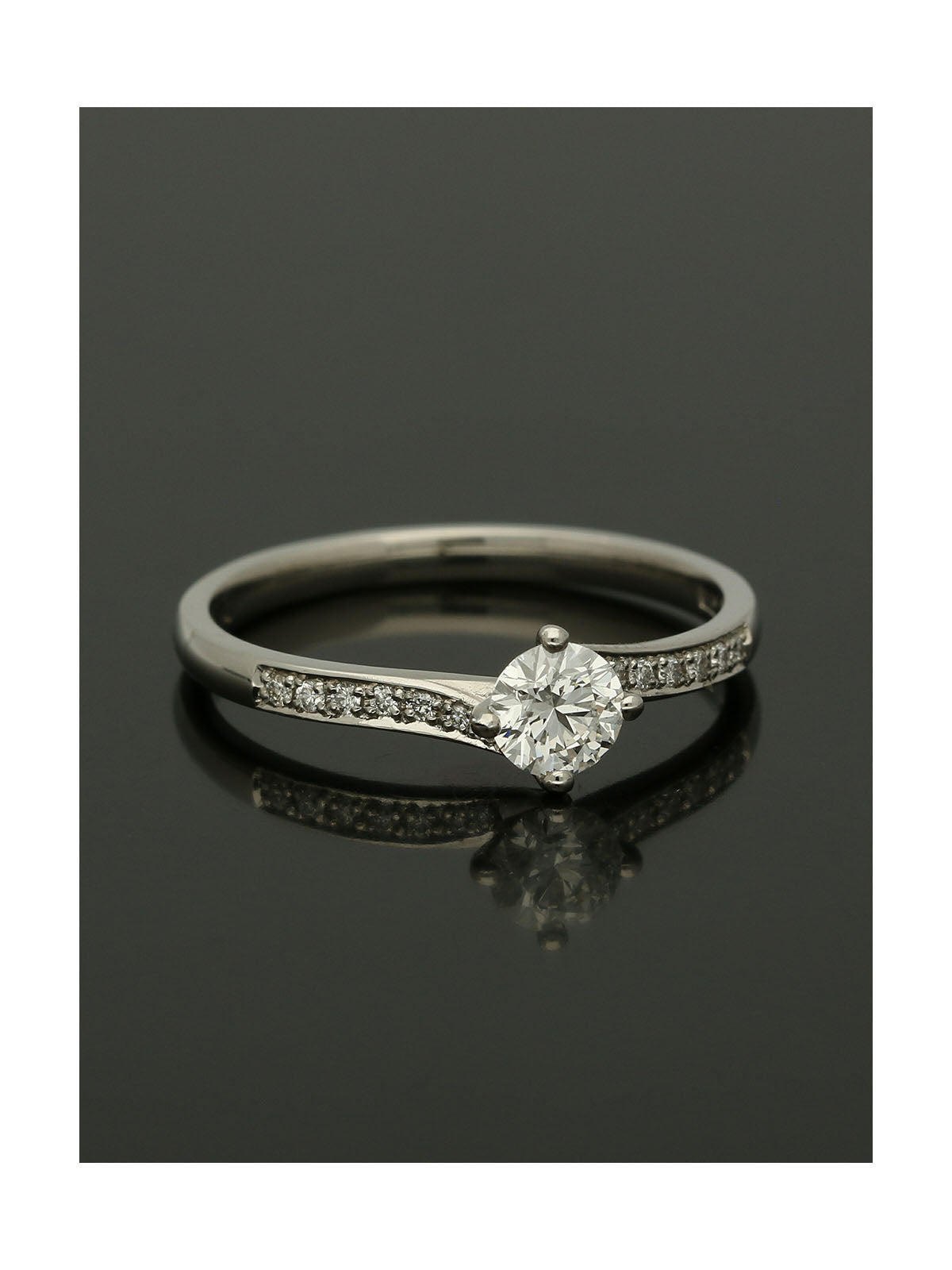 Diamond Solitaire Engagement Ring 0.40ct Certificated Round Brilliant Cut in Platinum with Diamond Set Shoulders