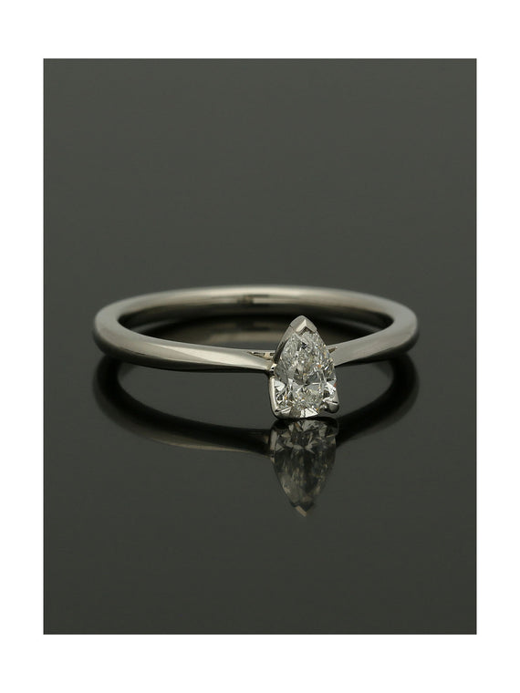Diamond Solitaire Engagement Ring 0.30ct Certificated Pear Cut in Platinum