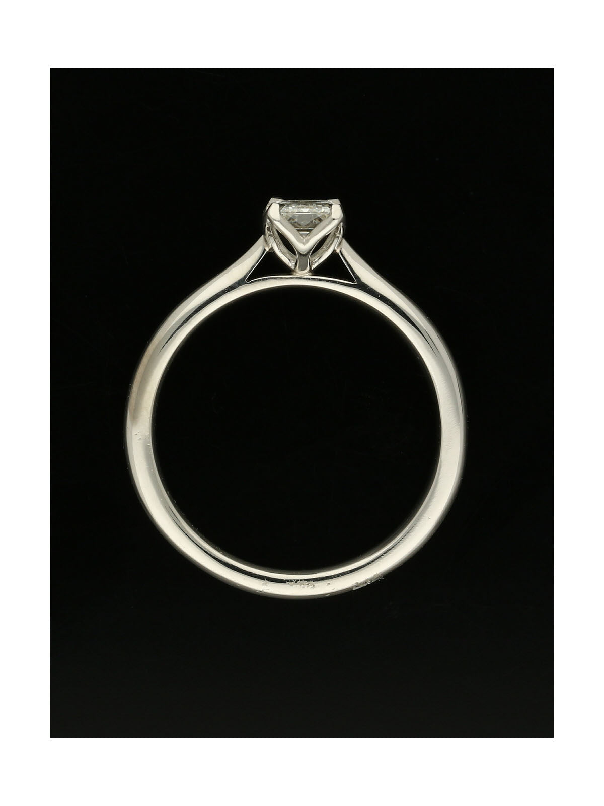 Diamond Solitaire Engagement Ring 0.50ct Certificated Emerald Cut in Platinum