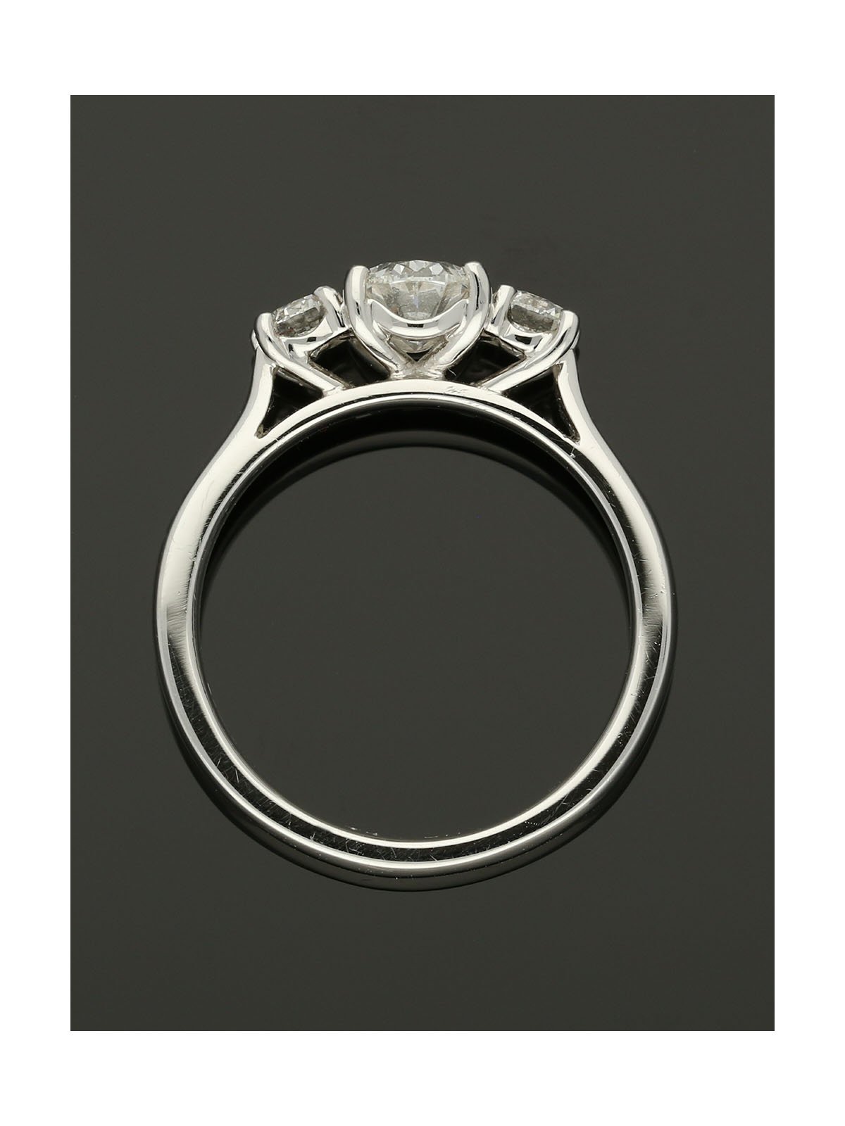 Three Stone Diamond Ring 1.35ct Oval & Round Brilliant Cut in Platinum